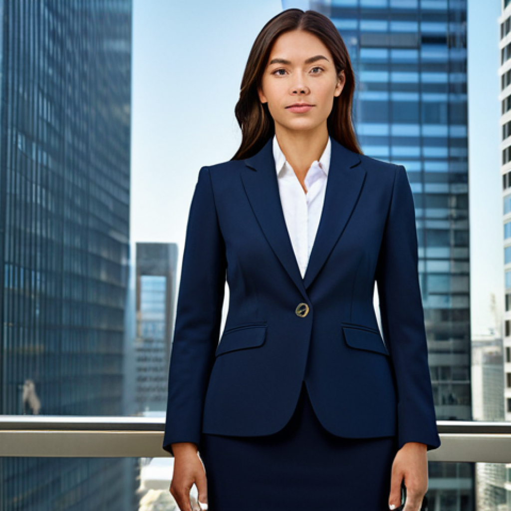 Professional Portrait**
"A confident businesswoman in a tailored navy blue suit, standing in front of a modern skyscraper, fully clothed, appropriate attire, safe for work, perfect anatomy, natural proportions, professional headshot, high resolution, sharp focus, daytime lighting, professional."
**