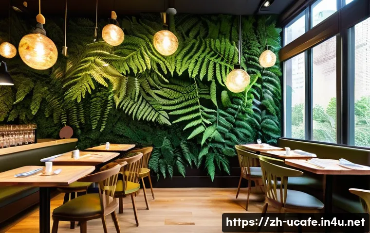 SNS 핫플 이색카페 - **Immersive "Starry Forest" Cafe with Artisanal Drinks**
    **Prompt:** A vibrant, modern coffee sh...
