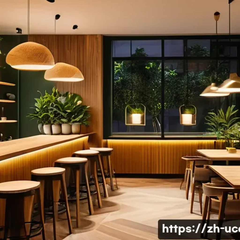 야간 운영 이색카페 - A cozy nighttime café interior featuring warm, soft lighting with layered illumination including sma...